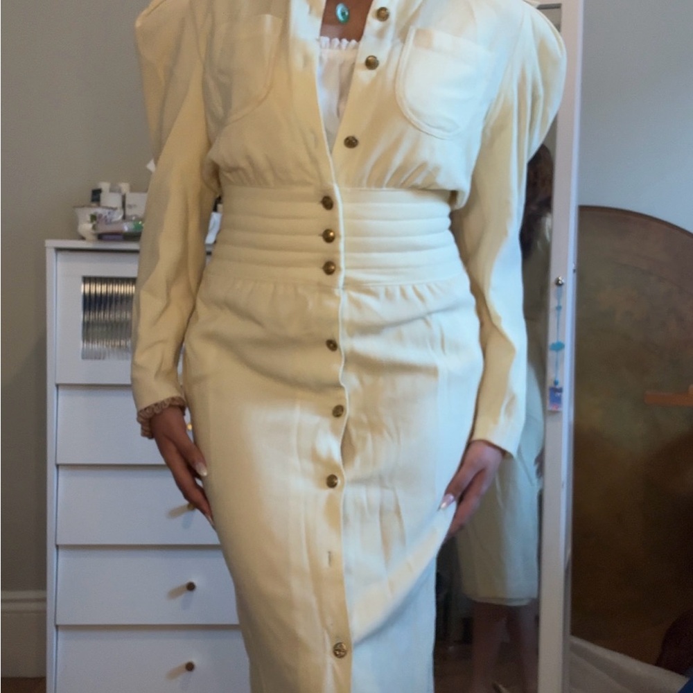 Elegant Cream Button-Down Dress